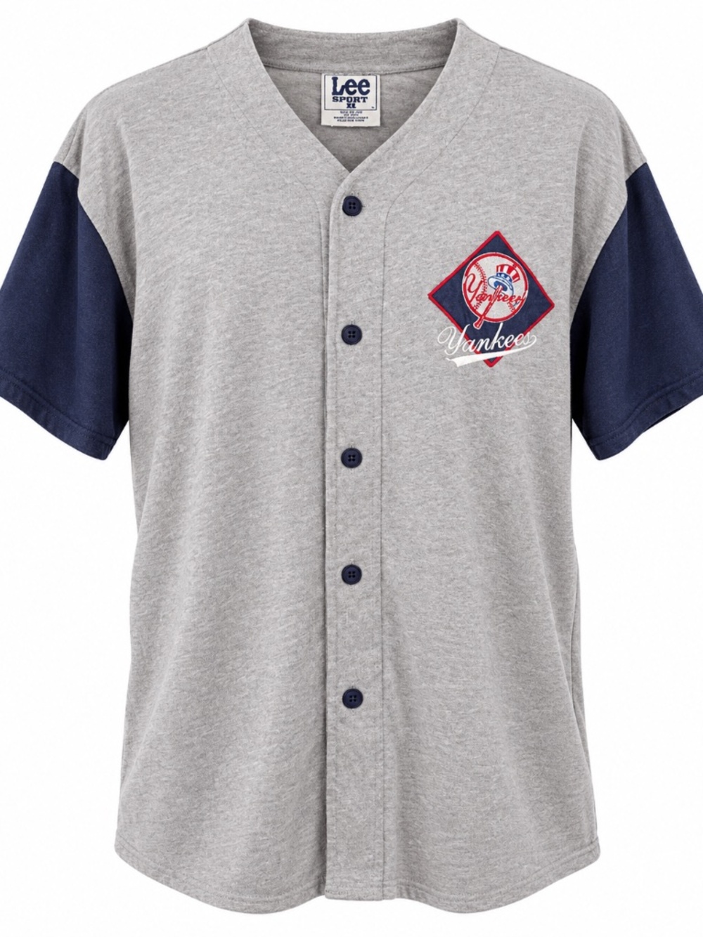 Vintage 90s Lee Sport New York Yankees Jersey Gray Navy White Large